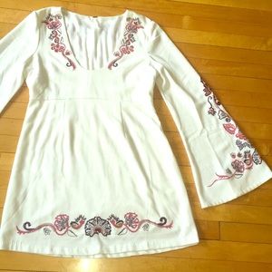 Free People Embroidered Empire Waist Bell Sleeved